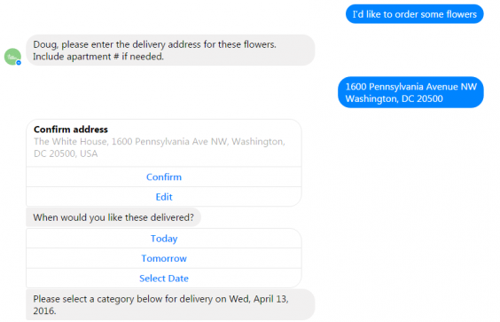 Facebook Chatbot providing customer service through artificial intelligence