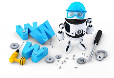 robot representing AI in website builders