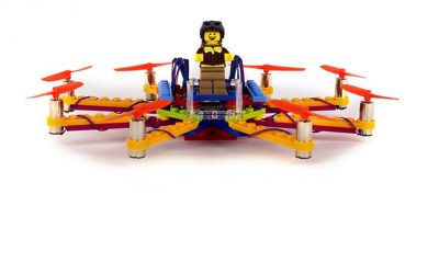Lego drone built using Flybrix kit